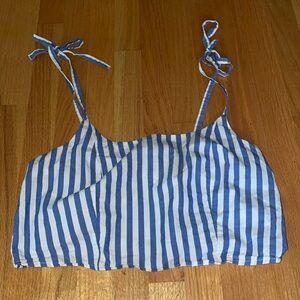 Blue and white striped crop top